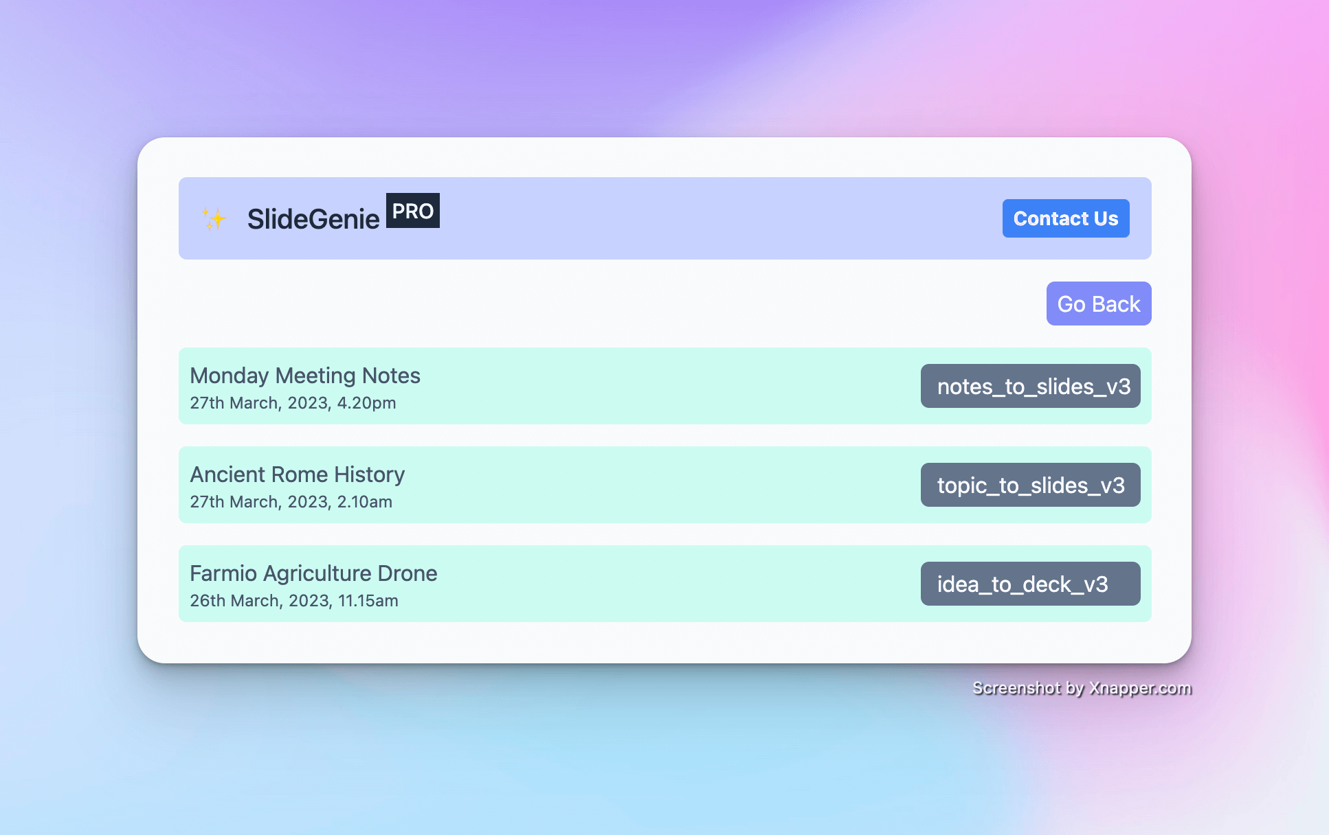 SlideGenie - History